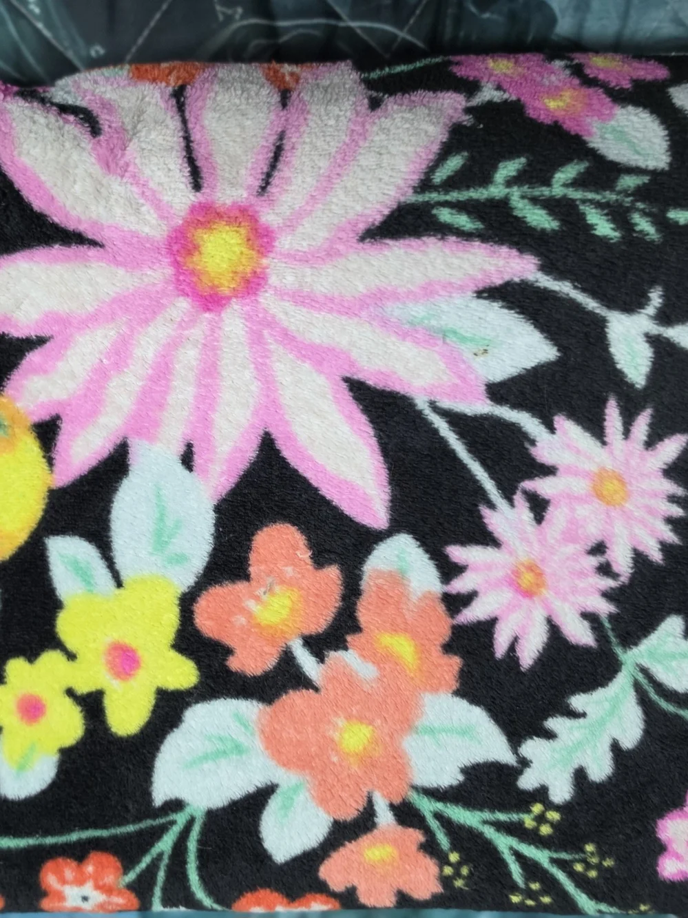 Vera Bradley Black Plush with Yellow, Green and Orange Floral Accents